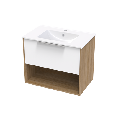 Nikau Valley 750 Drawer Open Shelf Two Tone Wall Vanity