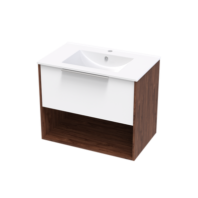 Nikau Valley 750 Drawer Open Shelf Two Tone Wall Vanity