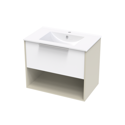 Nikau Valley 750 Drawer Open Shelf Two Tone Wall Vanity