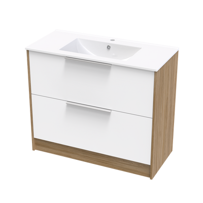 Nikau Valley 1000 Double Drawer Two Tone Floor Vanity