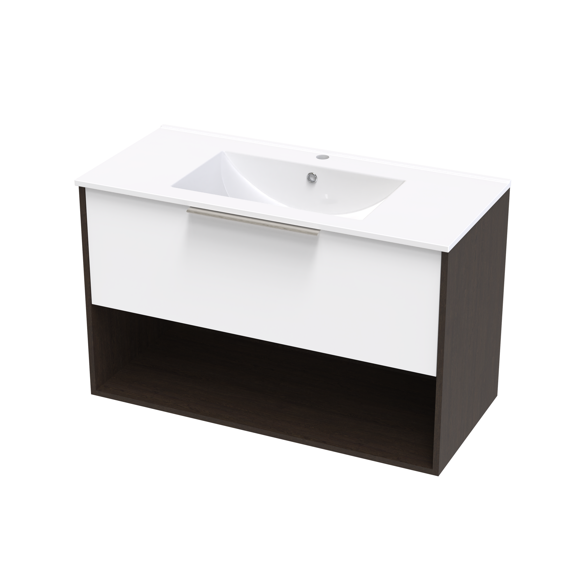 Nikau Valley 1000 Drawer Open Shelf Two Tone Wall Vanity