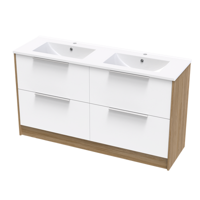 Nikau Valley 1500 Double Bowl Double Drawers Two Tone Floor Vanity