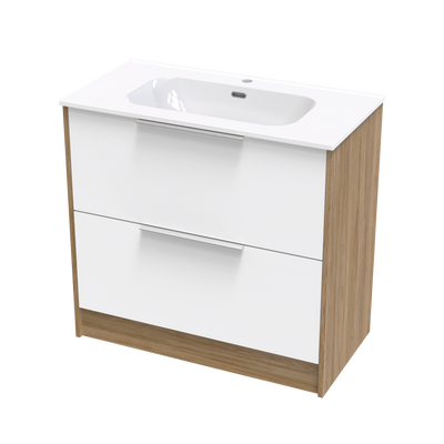 Nikau Aura 900 Double Drawer Two Tone Floor Vanity