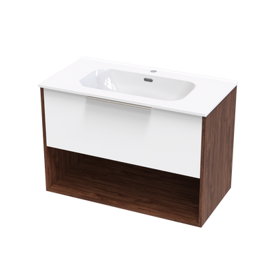 Nikau Aura 900 Drawer Open Shelf Two Tone Wall Vanity