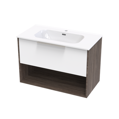 Nikau Aura 900 Drawer Open Shelf Two Tone Wall Vanity