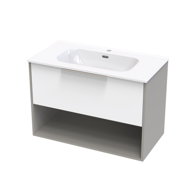 Nikau Aura 900 Drawer Open Shelf Two Tone Wall Vanity