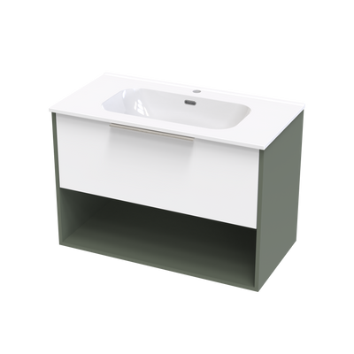 Nikau Aura 900 Drawer Open Shelf Two Tone Wall Vanity