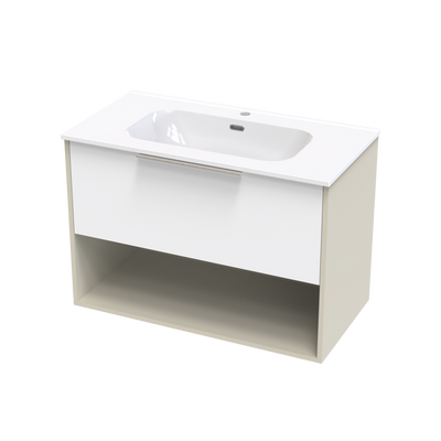 Nikau Aura 900 Drawer Open Shelf Two Tone Wall Vanity