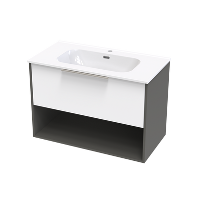 Nikau Aura 900 Drawer Open Shelf Two Tone Wall Vanity