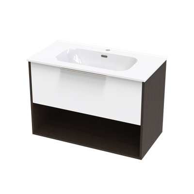 Nikau Aura 900 Drawer Open Shelf Two Tone Wall Vanity