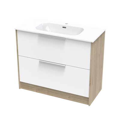 Nikau Aura 1000 Double Drawer Two Tone Floor Vanity