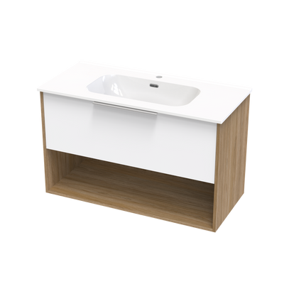 Nikau Aura 1000 Drawer Open Shelf Two Tone Wall Vanity