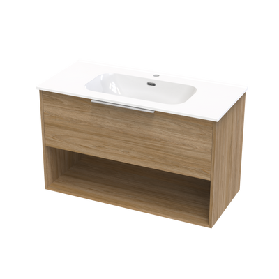 Nikau Aura 1000 Drawer Open Shelf Wall Vanity