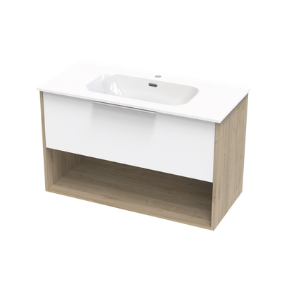 Nikau Aura 1000 Drawer Open Shelf Two Tone Wall Vanity