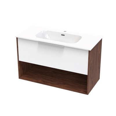 Nikau Aura 1000 Drawer Open Shelf Two Tone Wall Vanity