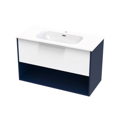 Nikau Aura 1000 Drawer Open Shelf Two Tone Wall Vanity