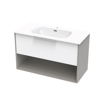 Nikau Aura 1000 Drawer Open Shelf Two Tone Wall Vanity