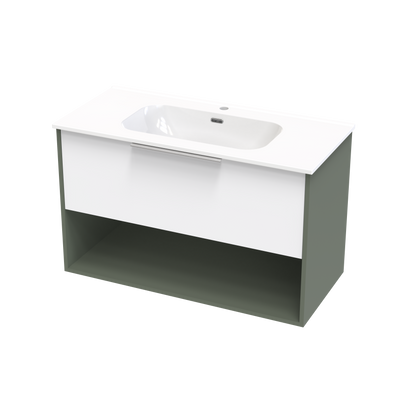 Nikau Aura 1000 Drawer Open Shelf Two Tone Wall Vanity