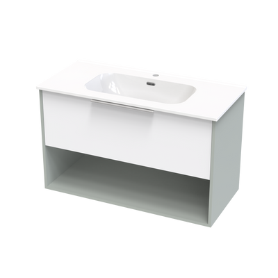 Nikau Aura 1000 Drawer Open Shelf Two Tone Wall Vanity