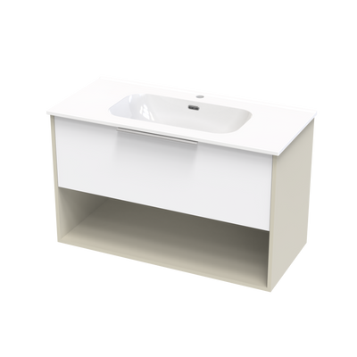 Nikau Aura 1000 Drawer Open Shelf Two Tone Wall Vanity