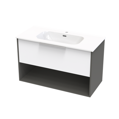 Nikau Aura 1000 Drawer Open Shelf Two Tone Wall Vanity