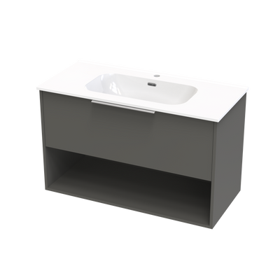 Nikau Aura 1000 Drawer Open Shelf Wall Vanity