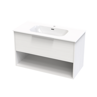 Nikau Aura 1000 Drawer Open Shelf Wall Vanity