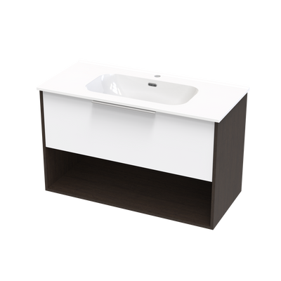 Nikau Aura 1000 Drawer Open Shelf Two Tone Wall Vanity