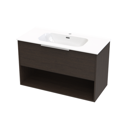 Nikau Aura 1000 Drawer Open Shelf Wall Vanity