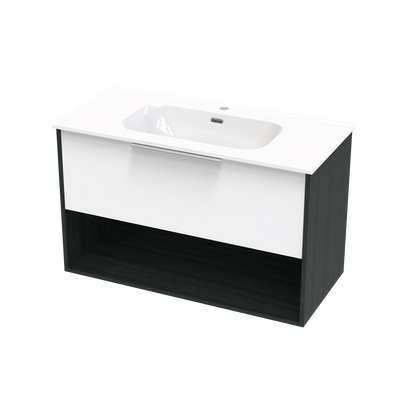 Nikau Aura 1000 Drawer Open Shelf Two Tone Wall Vanity