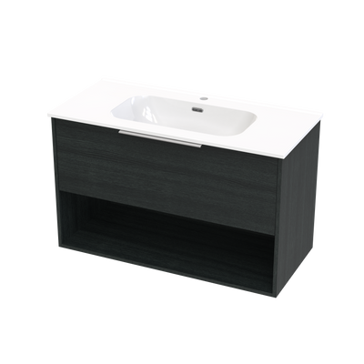 Nikau Aura 1000 Drawer Open Shelf Wall Vanity