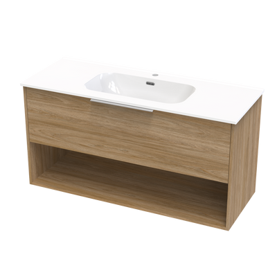 Nikau Aura 1200 Drawer Open Shelf Wall Vanity