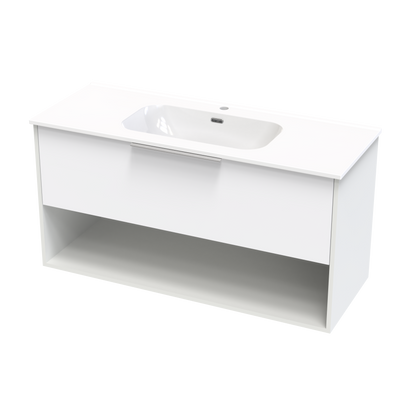 Nikau Aura 1200 Drawer Open Shelf Two Tone Wall Vanity