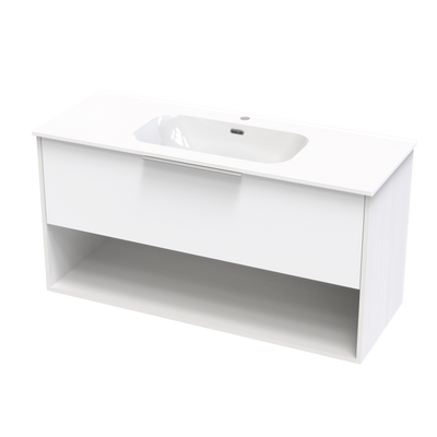 Nikau Aura 1200 Drawer Open Shelf Two Tone Wall Vanity