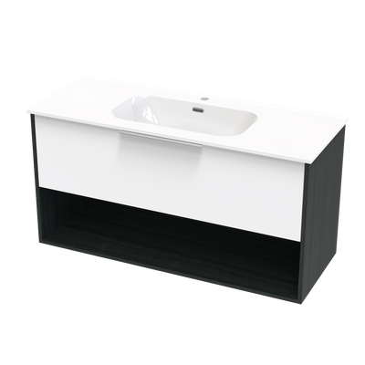 Nikau Aura 1200 Drawer Open Shelf Two Tone Wall Vanity