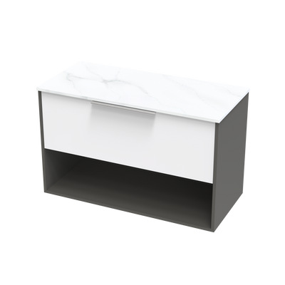 Nikau Pro Arctic 1000 Drawer Open Two Tone Wall Vanity