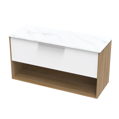 Nikau Pro Arctic 1200 Drawer Open Two Tone Wall Vanity