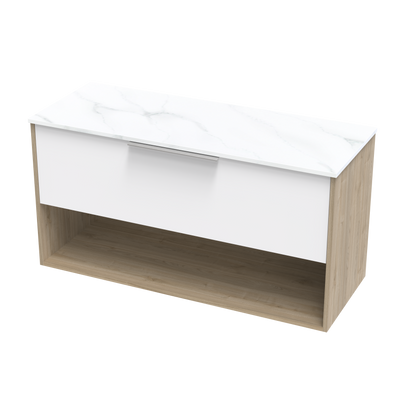 Nikau Pro Arctic 1200 Drawer Open Two Tone Wall Vanity