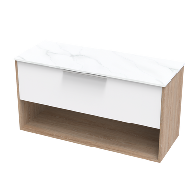 Nikau Pro Arctic 1200 Drawer Open Two Tone Wall Vanity