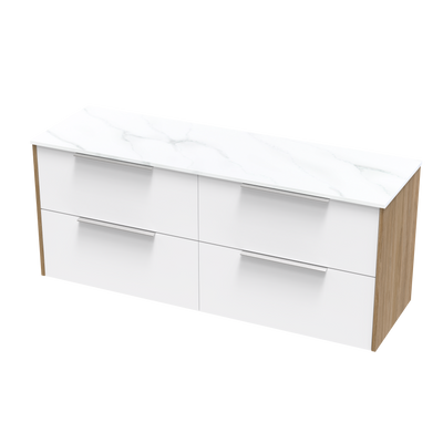 Nikau Pro Arctic 1500 Double Bowl Double Drawer Two Tone Wall Vanity