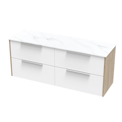 Nikau Pro Arctic 1500 Double Bowl Double Drawer Two Tone Wall Vanity