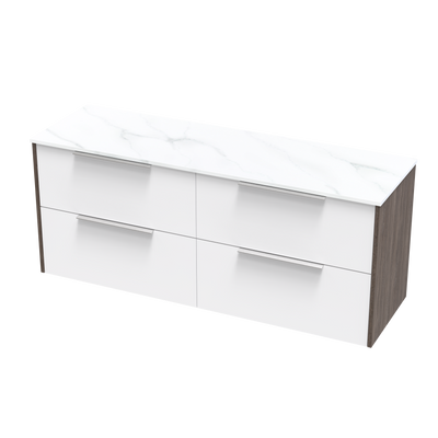 Nikau Pro Arctic 1500 Double Bowl Double Drawer Two Tone Wall Vanity