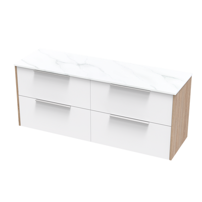 Nikau Pro Arctic 1500 Double Bowl Double Drawer Two Tone Wall Vanity