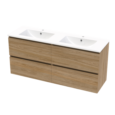 Pinnacle Valley 1500 Double Bowl Double Drawer Wall Vanity