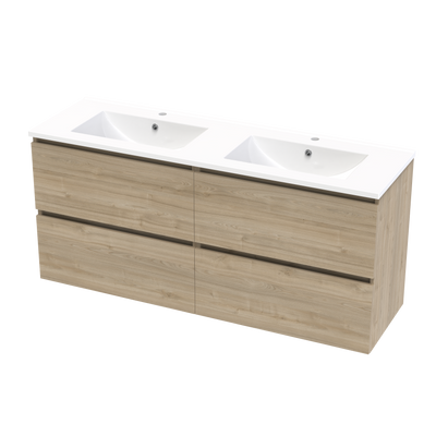 Pinnacle Valley 1500 Double Bowl Double Drawer Wall Vanity