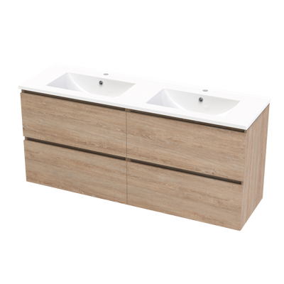 Pinnacle Valley 1500 Double Bowl Double Drawer Wall Vanity