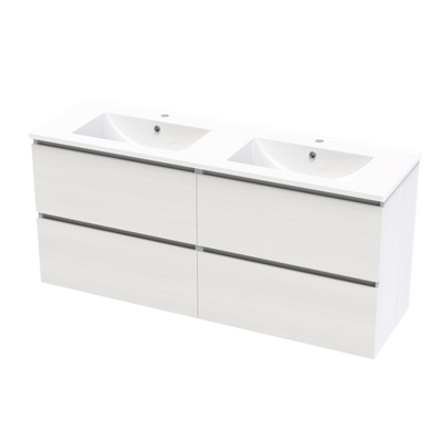 Pinnacle Valley 1500 Double Bowl Double Drawer Wall Vanity