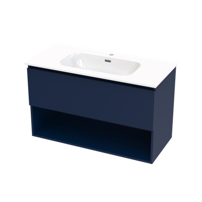 Pinnacle Aura 1000 Drawer Open Shelf Wall Vanity