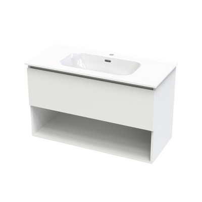 Pinnacle Aura 1000 Drawer Open Shelf Wall Vanity