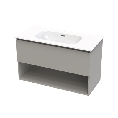 Pinnacle Aura 1000 Drawer Open Shelf Wall Vanity